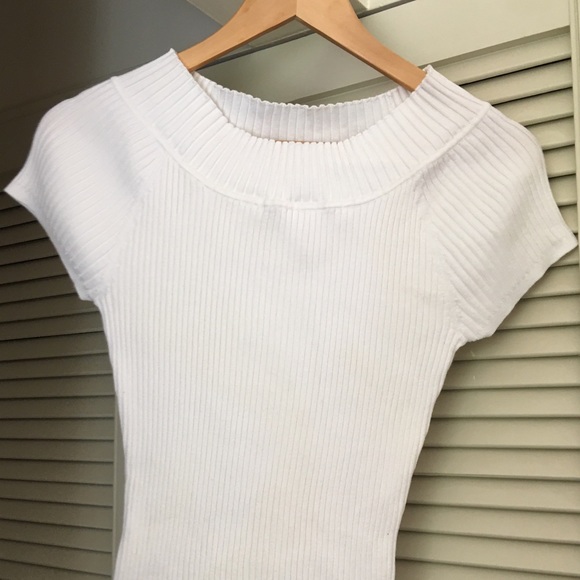 Events Cream Rib Knit Boat Neck S/S Top NWOT Size L - Picture 3 of 12